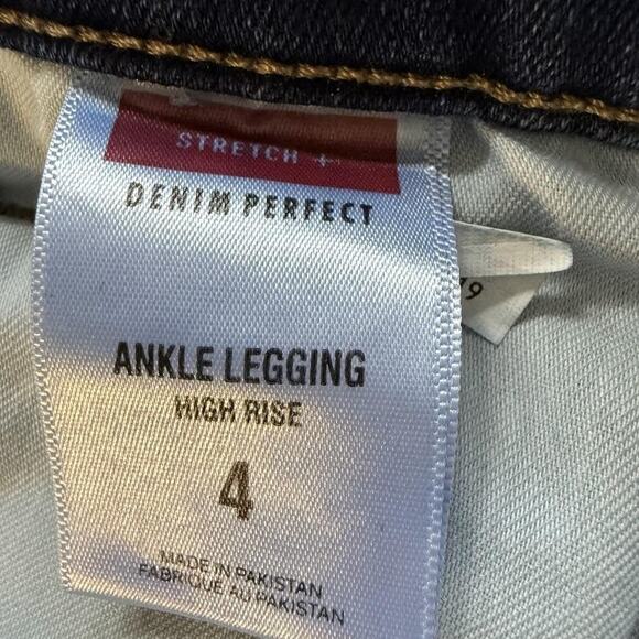 Express Jeans Women's 4 Blue High Rise Ankle Legging Stretch Red Stripe Skinny - Picture 11 of 14